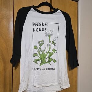 Panda House Black and White Baseball Tee